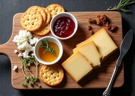 Tagliere di formaggi artigianali con miele e marmellate