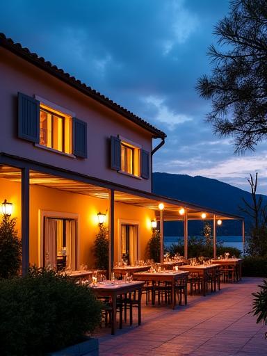 Vista esterna del ristorante Farfalla Elba la sera
